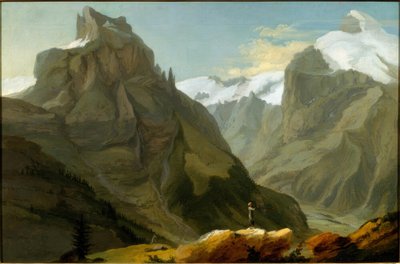 Utsikt över Titlis och Hahnen av Caspar Wolf