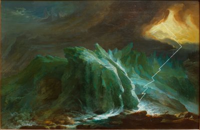 Åska och blixtnedslag på Nedre Grindelwaldglaciären av Caspar Wolf