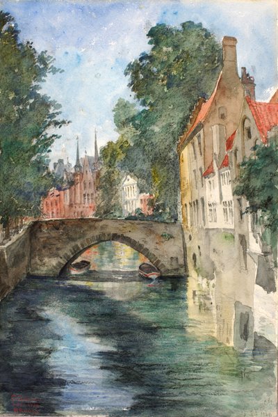På kanalen, Brygge, 1928. av Cass Gilbert