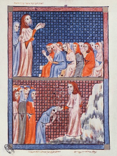 Illustrationer av Moses liv från Haggadan i Sarajevo av Catalan School