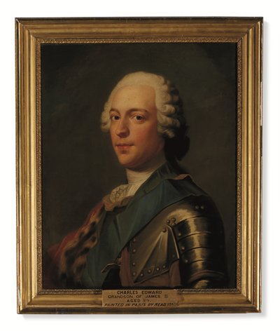 Prins Charles Edward Stuart, i rustning, med Blue Sash of the Standter Order (olja på duk) av Catherine (attr. to) Read