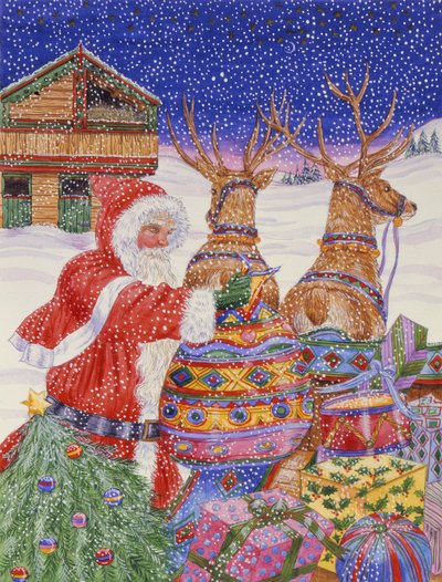 Jultomten lastar sin släde (wc på papper) av Catherine Bradbury