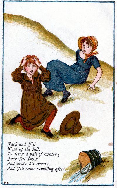 Illustration för "Jack och Jill gick uppför kullen", Kate Greenaway 1846-1901 av Catherine Greenaway