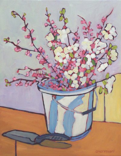Bucket of Spring, 2023 (olja på duk) av Catherine J Martzloff