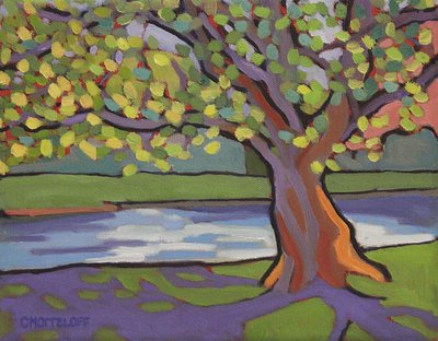 By the Sycamore, 2022 (olja på duk) av Catherine J Martzloff