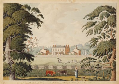 Belle Vue, Seat Robert Reynolds, Esquire hämtad från öst (wc med penna och bläck på papper) av Catherine Reynolds
