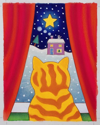 Katt vid fönstret (wc på papper) av Cathy Baxter