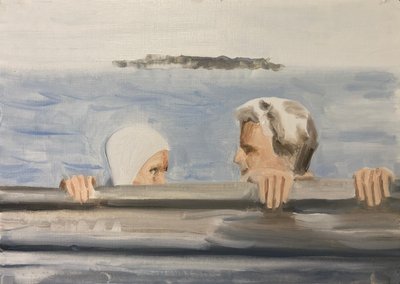 02.05.20 Hon gillade honom, 2020 (olja på papper) av Cathy Lomax