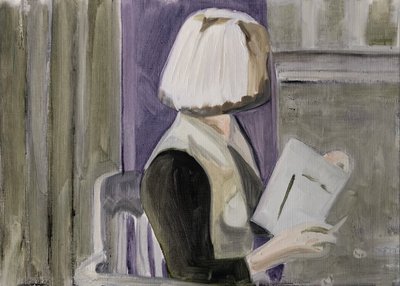 26.03.20 försökte han ihärdigt övertala henne att gå ut med honom, 2020 (olja på papper) av Cathy Lomax