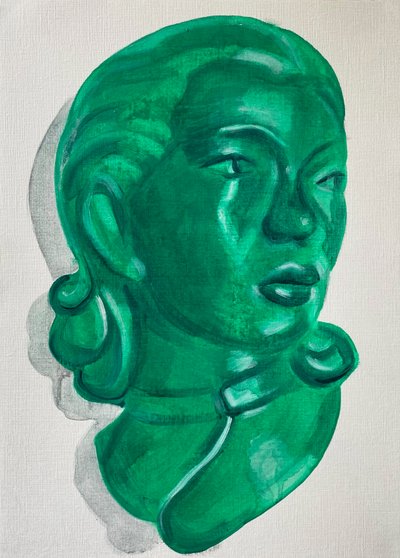 Conceal, 2021 (olja på papper) av Cathy Lomax