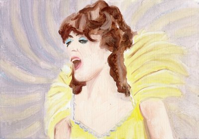 Myrtle (Mardi Gras Costume), 2024 (olja på papper) av Cathy Lomax