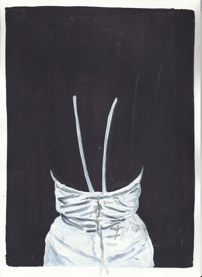 The Girl Upstairs 1, baksida, 2012 (olja och akryl på papper) av Cathy Lomax