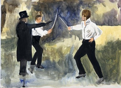 The Plot (Paris 1961), 2011 (olja på papper) av Cathy Lomax