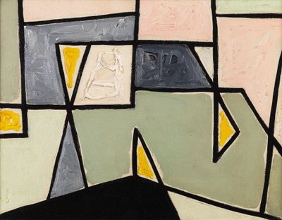 Komposition "Cobra", ca 1949 (olja på duk) av Caziel Caziel