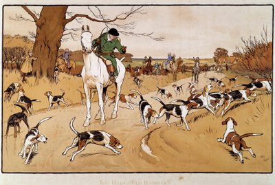 Jagar hare. Akvarell av Cecil Aldin (1870-1935) av Cecil Charles Windsor Aldin