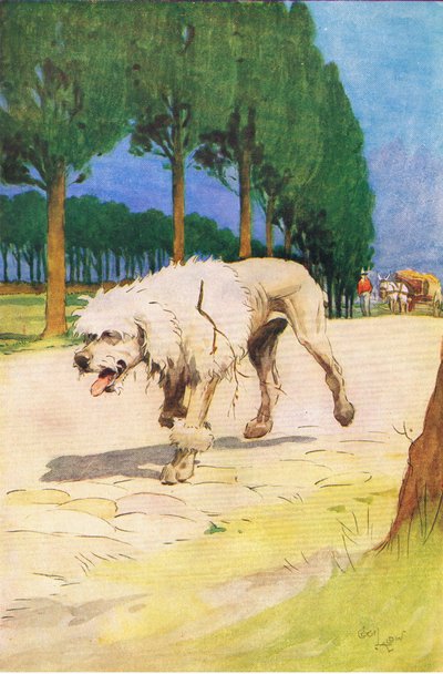 Moufflou (från berättelsen Moufflou), illustration från A Staircase of Stories publicerad av Thomas Nelson & Sons Ltd 1940-talet (lito i färg) av Cecil Charles Windsor Aldin