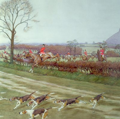 The Cheshire - borta från Tattenhall, 1912 penna, bläck och wc-detalj av 85436 av Cecil Charles Windsor Aldin