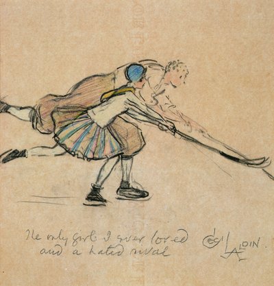 Den enda flickan som jag någonsin älskat och en hatad rival (färgad krita på papper) av Cecil Charles Windsor Aldin