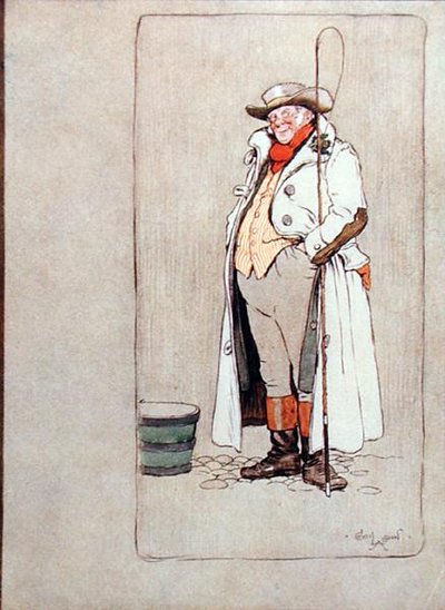The Stage Coachman, illustration från "Old Christmas" av Washington Irving (1783-1859) publicerad av Hodder och Stoughton av Cecil Charles Windsor Aldin