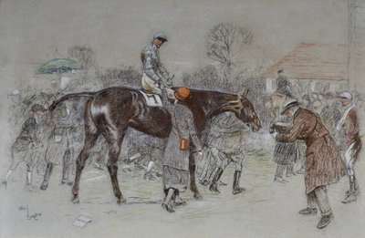 Att leda i vinnaren medan bookmakers jublade, ca 1920-25 (pastell) av Cecil Charles Windsor Aldin