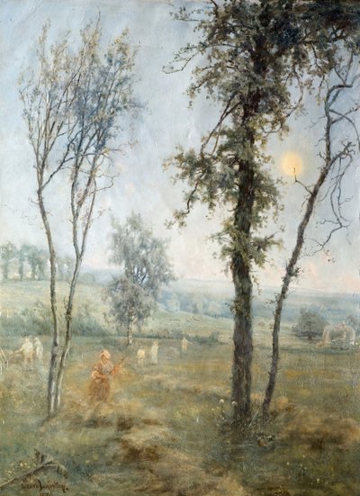 Höslagning vid månsken, 1876. av Cecil Gordon Lawson