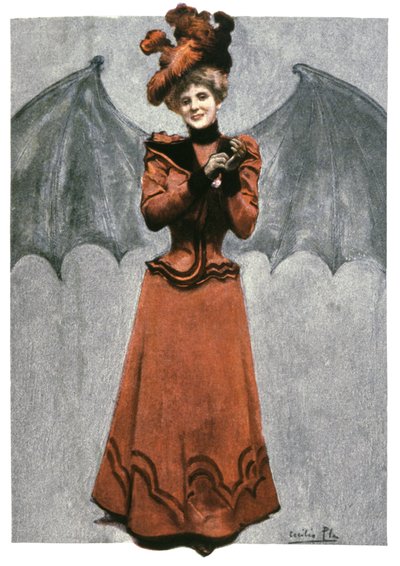 Kvinna förklädd till en djävul, ca 1900 (illustration) av Cecilio Pla Gallardo