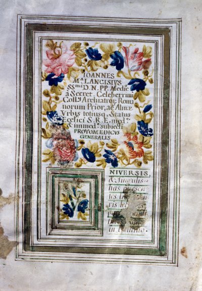 Läkarexamen utfärdad i Rom av Giovanni Maria Lancisi (1654-1720) av Central Italian School
