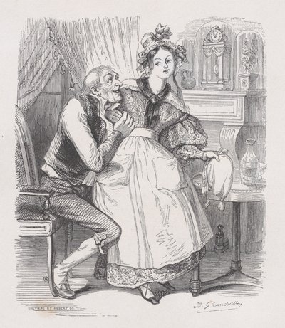 The Old Bachelor from The Complete Works of Béranger, 1836 av Cesar Auguste Hebert