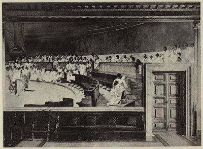 The Arraignment of Catiline (litho) av Cesare (after) Maccari
