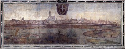 Utsikt över staden Wien, Österrike. Utsikt över städerna i det Habsburgska riket. Freskomålning från Michelozzo-gården i Palazzo Vecchio i Florens. Målning av Sebastiano Veronese Giovanni Lombardi, Cesare Baglioni och Turino da Piamonte, ca 1565. Storlek: av Cesare Baglioni