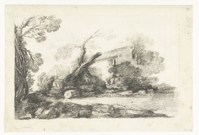 Landskap med en bondgård av Cesare Gennari