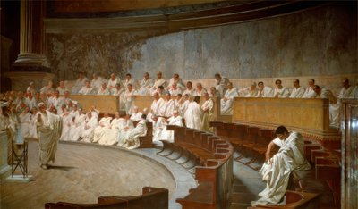 Cicero anklagar Catilina för konspiration i senaten av Cesare Maccari