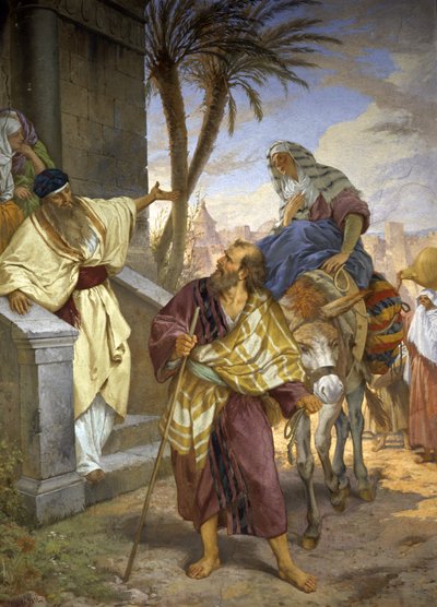Josef och Maria, Flykten till Betlehem Rom av Cesare Maccari