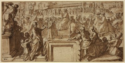 Saint Charles Borromeo kommer in i staden Pavia: Design för en väggdekoration av Cesare Nebbia