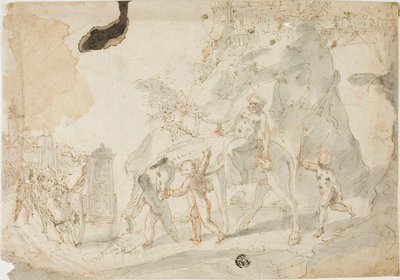Bacchus triumf med den berusade Silenus på åsna av Cesare Pollini