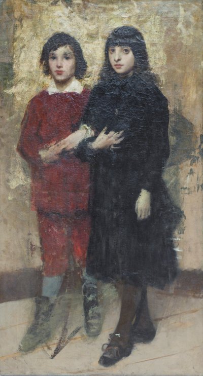Två kusiner, Cesare Tallone (olja på duk) av Cesare Tallone