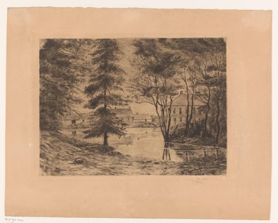 Utsikt över Ghlin Castle av Ch. Perrin (signed by artist)