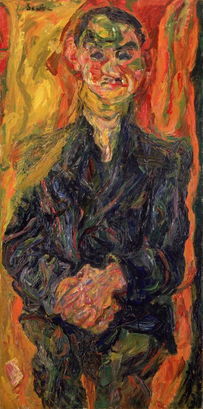 Man i blått, med en gul och röd bakgrund av Chaim Soutine