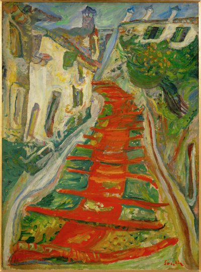 Röda trappor i Cagnes (målning på duk) av Chaim Soutine