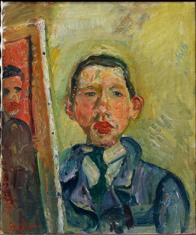 Självporträtt - Soutine, Chaim (1893-1943) - ca. 1918 - Olja på duk - 54,6x45,7 - Princeton University Art Museum av Chaim Soutine