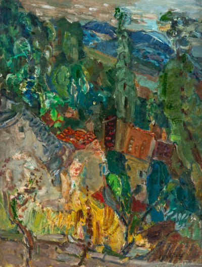 Stadsbild med cypresser, södra Frankrike, 1920-1930-talet. av Chaim Soutine