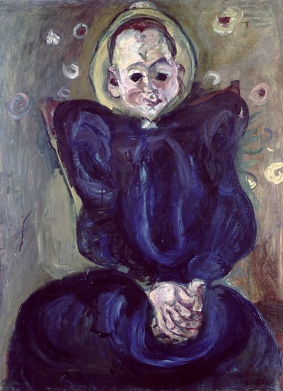 Kvinna i en blå klänning (olja på duk) av Chaim Soutine