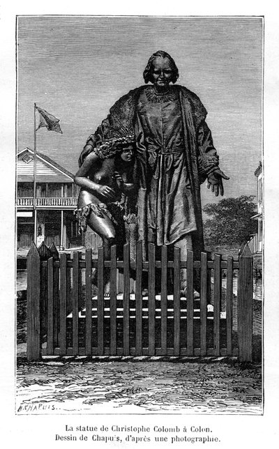 Christopher Columbus staty, Colón, Panama, 1800-talet av Chapuis