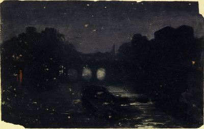 Effekt av natten vid Seine, ca 1870 (olja på duk) av Charles Emile Cuisin