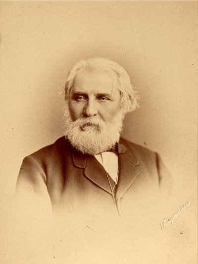 Porträtt av författaren Ivan Sergeyevich Turgenev (Sergueievitch Tourgueniev) (1818-1883). Albumin Foto av Charles (Karl) Bergamasco (1830-1896) av Charles Bergamasco