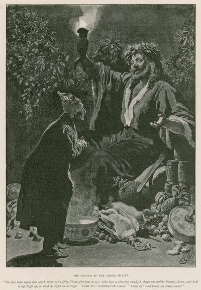Illustration för A Christmas Carol av Charles Dickens (litho) av Charles (after) Green