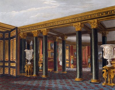Nedre vestibulen, Gravyr av Richard Reeve (född 1780), Baserad på design av Charles Wild (1781-1835), Från The History of the Royal Residences av Charles (after) Wild