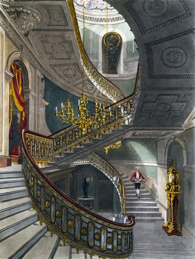 Trappan, gravyr av Richard Reeve efter ritning av Charles Wild, ur The History of the Royal Residences av Charles (after) Wild