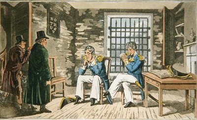 Tallrik från "The Adventures of Johnny Newcome in the Navy" av John Mitford (1782-1831) 1818 (färgad akvatint) av Charles (c.1797 1850) (after) Williams