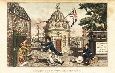 Johnny Newcome på land lämnar och besöker Poll Raffle, en prostituerad i Prospect Row av Charles (c.1797 1850) (after) Williams